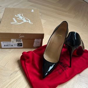 Christian Louboutain, size 39.5, worn once, 120, so Kate, patent leather